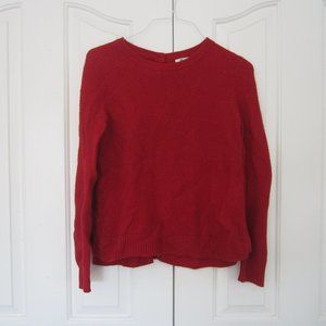 Madewell Red Crew Neck High Neck Sweater Cherry Bright Christmas Woven Knit